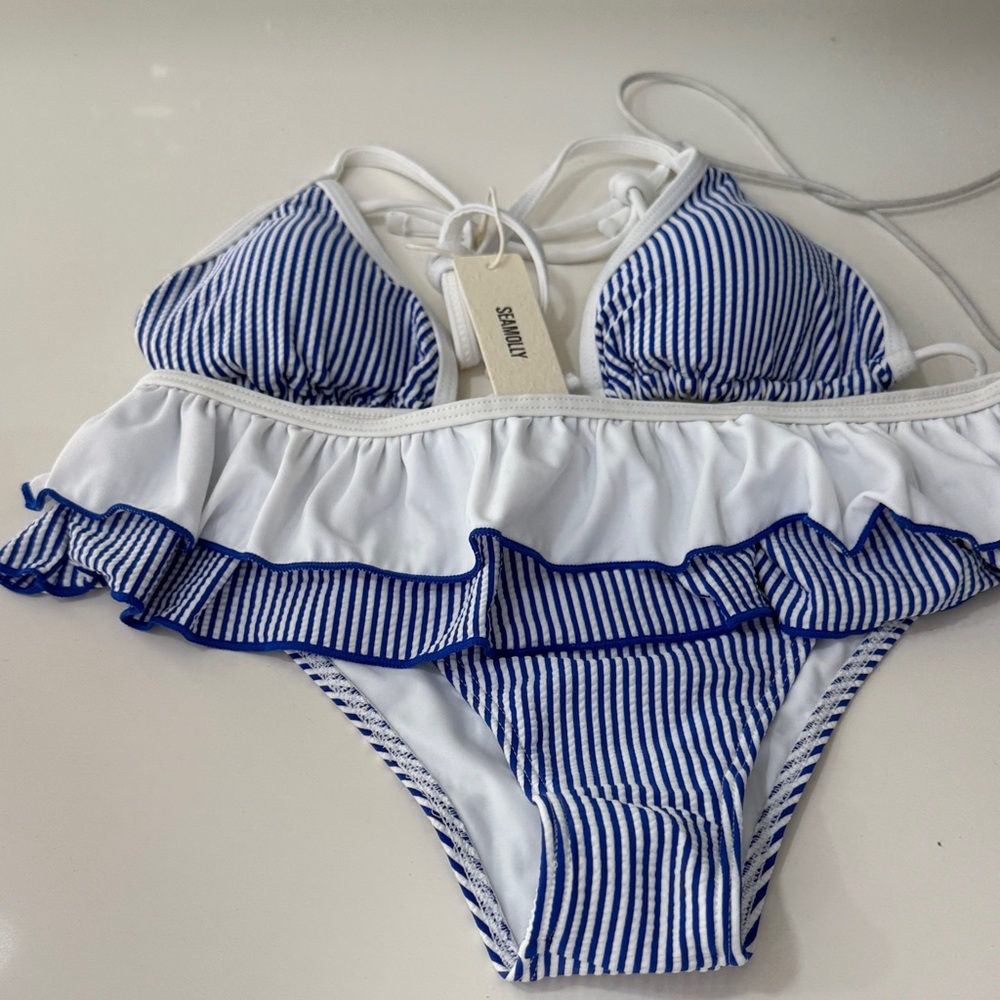 Sea Molly Blue and White Striped Bikini Set
